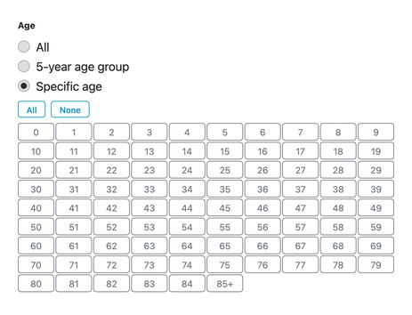 Specific age selection